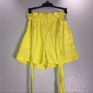 Yellow Paperbag Waist Women’s Shorts